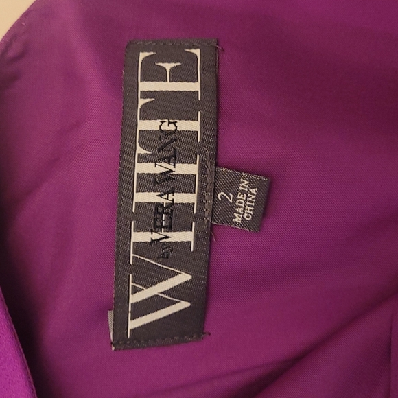 White by Vera Wang Medium Purple One Shoulder Gown with Slit - Picture 8 of 16